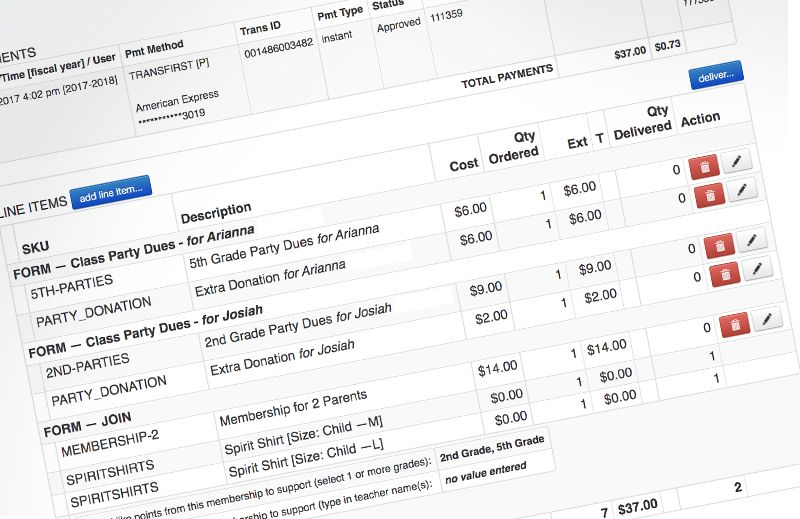 Sales order details