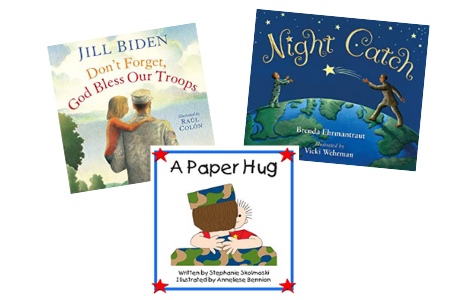 Books to support military kids. Image of 3 book covers.